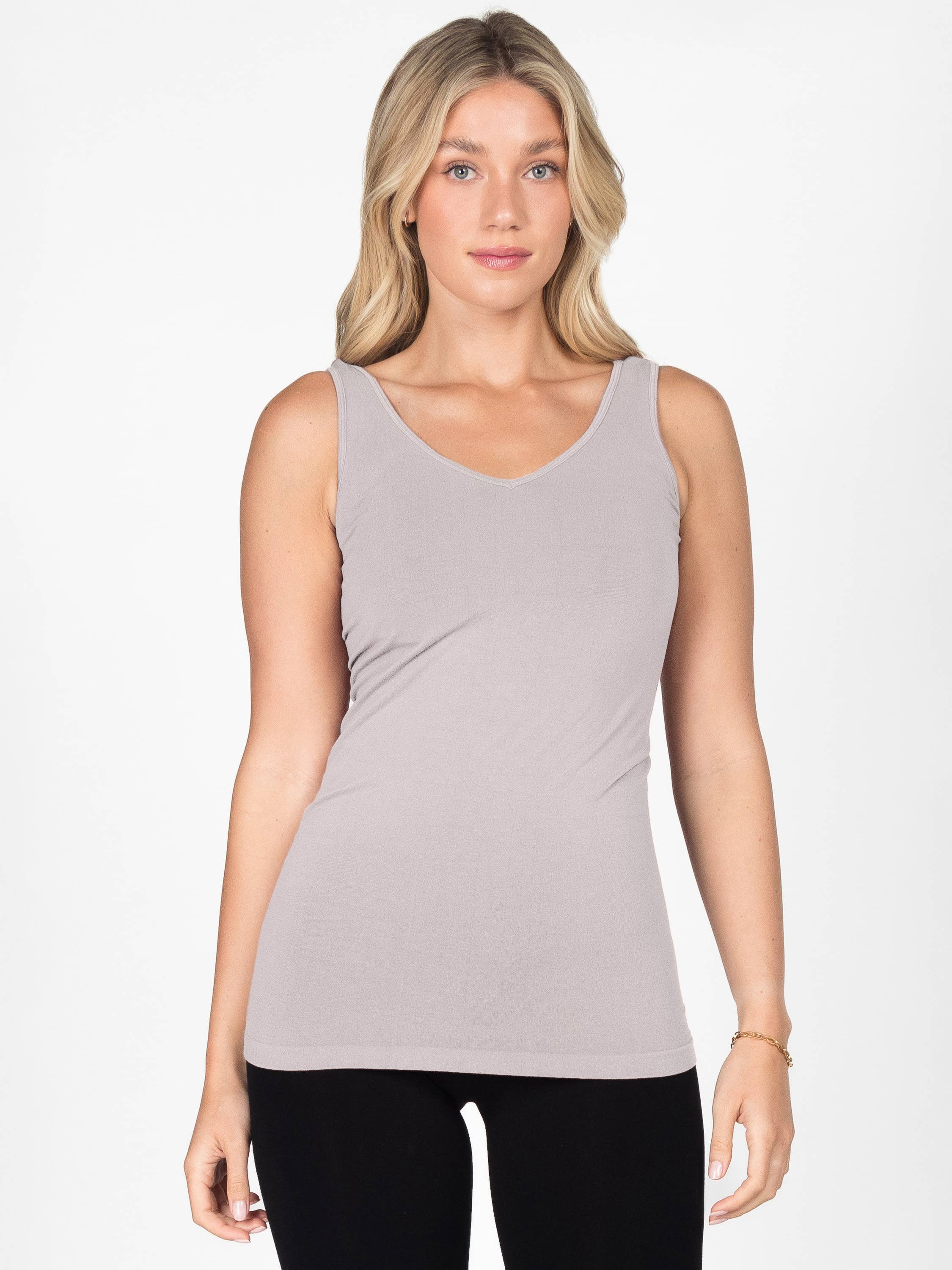 M.Rena Reversible V-Scoop Neck Opal Grey Tank Top