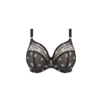 Elomi "Matilda" Black Dot UW Plunge Bra (E-HH) - Lion's Lair Boutique - 32, 34, 36, 38, 40, BPX, E, elomi, F, Fashion, FF, G, GG, H, HH, JAN 2024, lingerie, MATILDA, plunge - Elomi