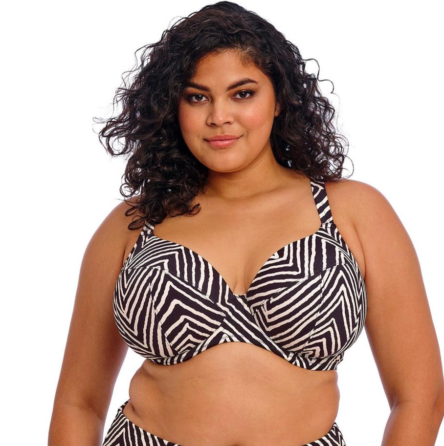 Elomi "Fiji Falls" Black UW Plunge Bikini Top (E-JJ)