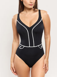 Empreinte “Attitude” Noir V-Shaped Neckline One Piece (E-G)