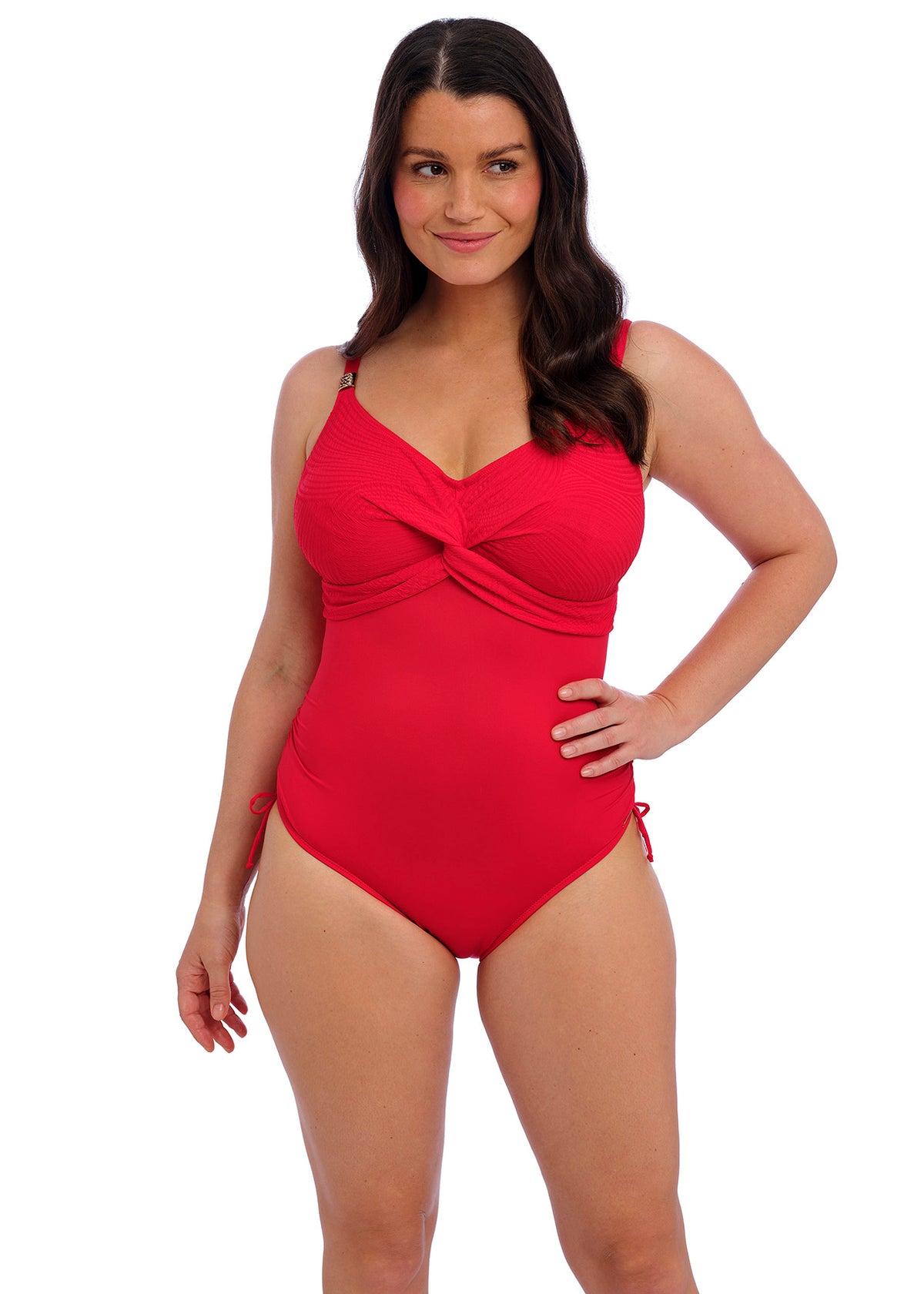 Fantasie "Ottawa" Red UW Twist Front Swimsuit with Adjustable Leg (D-GG)