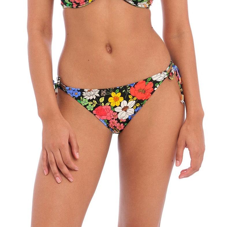 Freya "Floral Haze" Tie Side Bikini Brief - Lion's Lair Boutique - Black, Bottom, Fashion, Freya, L, M, Pattern, S, SALE, Swimwear, TSR, Warehouse, XL - Freya