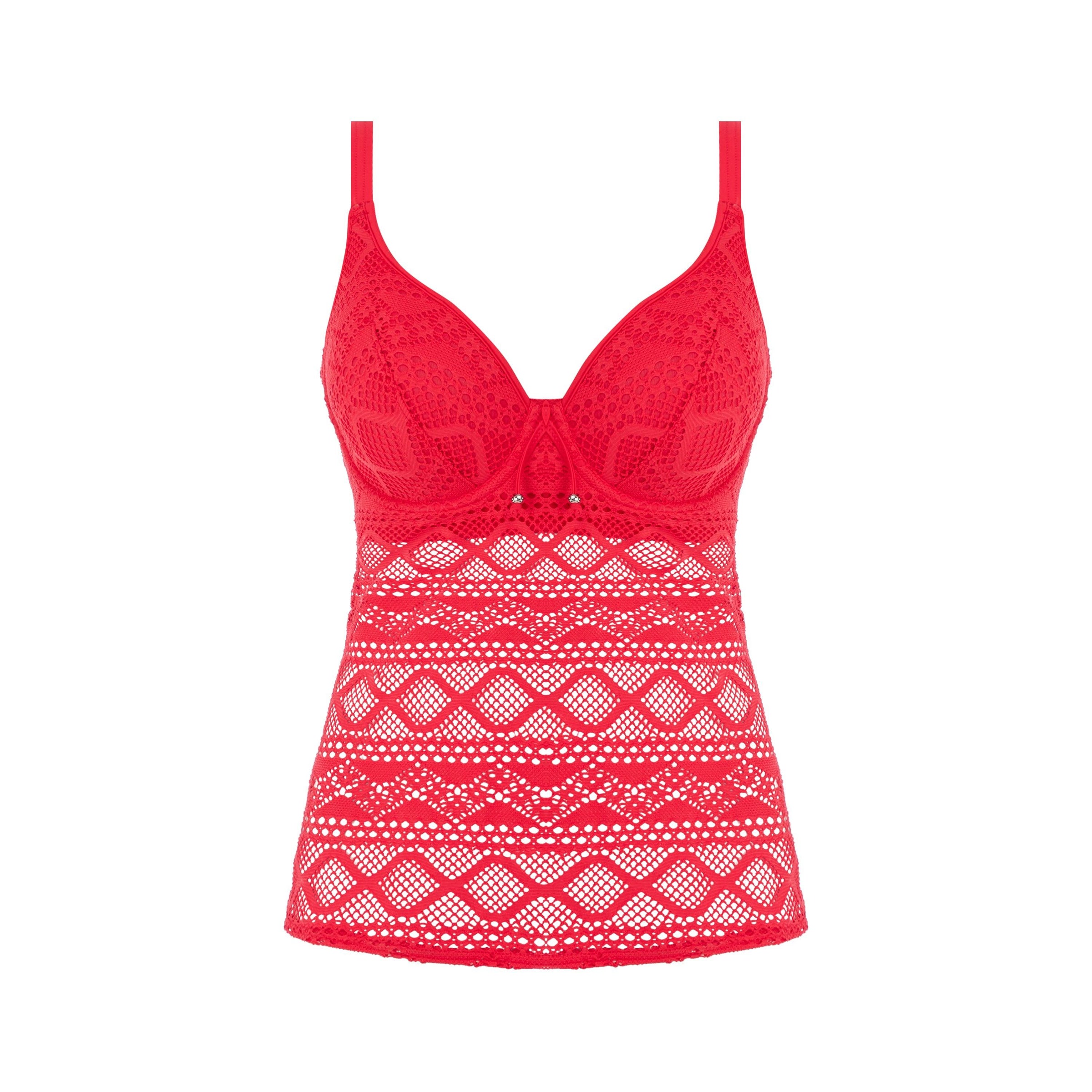 Freya "Sundance" Red UW Padded Tankini (DD-FF) - Lion's Lair Boutique - 30, 32, 34, 36, 38, D, DD, E, F, Fashion, FF, Freya, G, GG, SALE, Solid, Sundance, Swimwear, Tankini, TNX, Top, UW, Warehouse - Freya