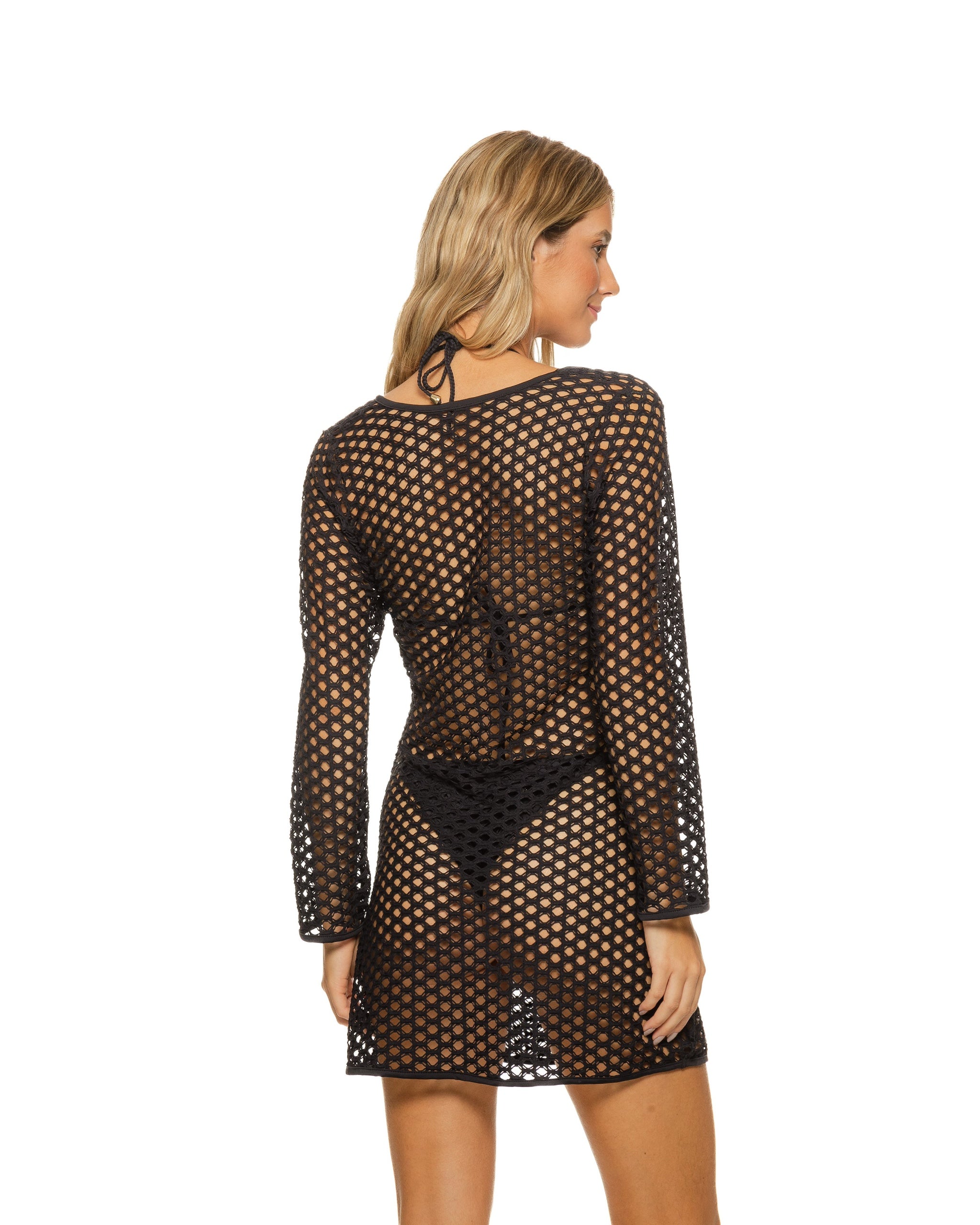 Guria Black Lattice Ring V-Neck Tunic