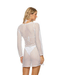 Guria White Lattice Ring V-Neck Tunic
