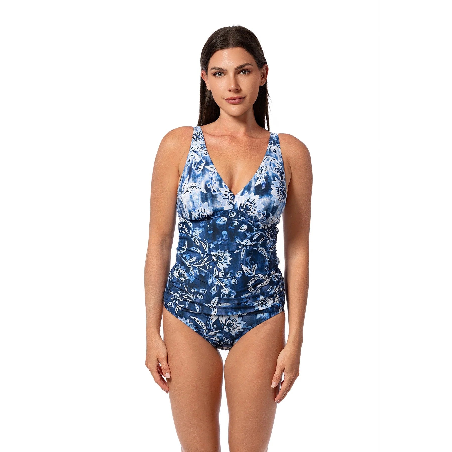 Jantzen “Ocean Mosaic” Amber UW V-Neck Tankini Top