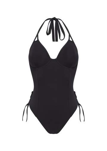 Miss Mandalay "Icon" Black UW Fuller Bust Halter Swimsuit (E)
