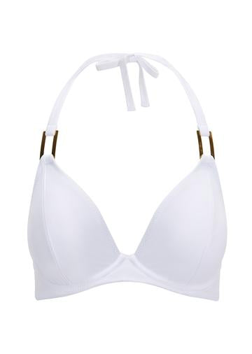 Miss Mandalay "Boudoir Beach" White UW Halter Bikini Top (D-G)