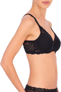 Natori "Feathers" UW Black Full Figure Contour Bra - Lion's Lair Boutique - 30, 32, 34, 36, 38, 40, 42, BSF, continuity, D, DD, E, F, Feathers, FF, lingerie, Natori - Natori