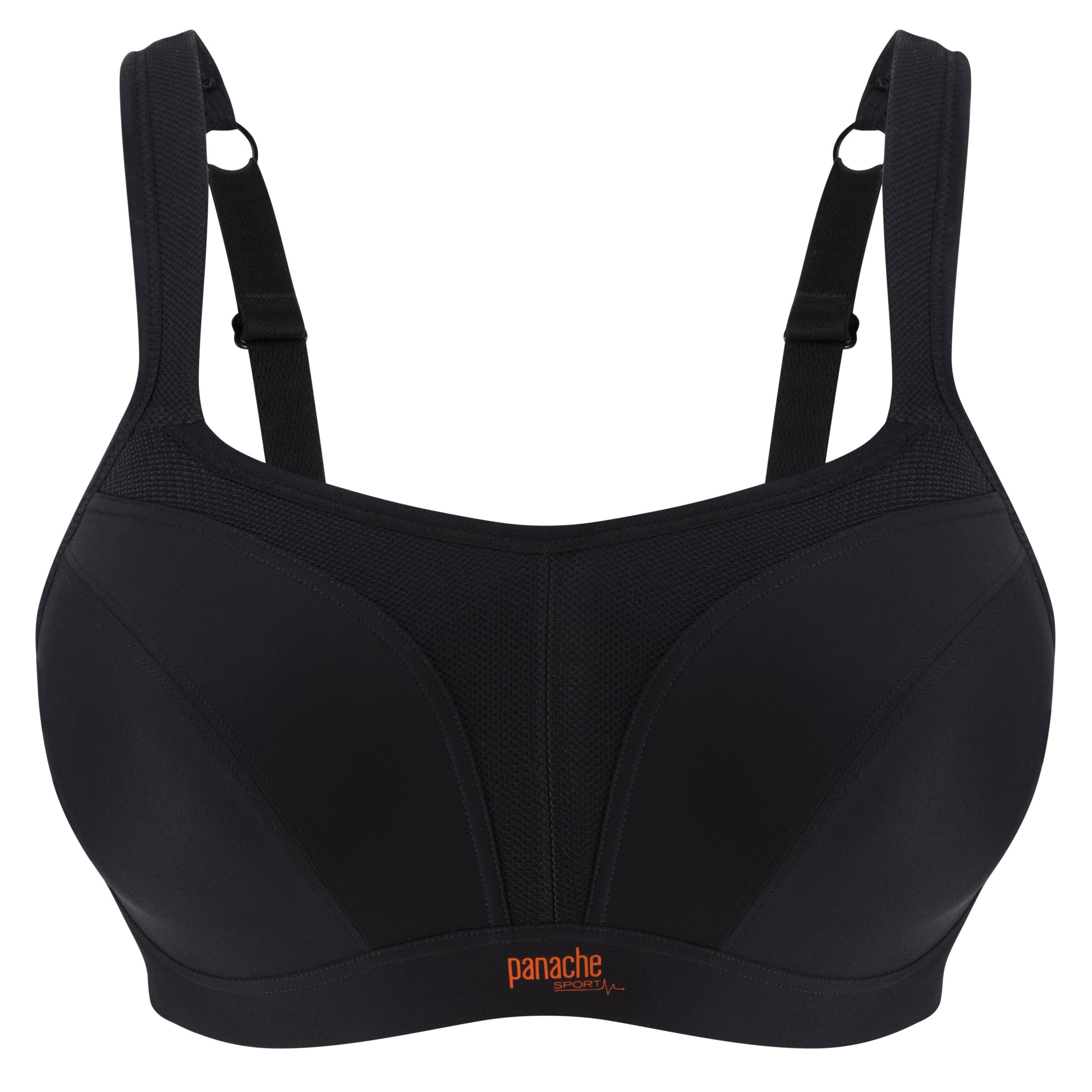 Panache Black Wired Sports Bra - Lion's Lair Boutique - 28, 30, 32, 34, 36, 38, 40, B, C, continuity, D, DD, E, F, FF, G, GG, H, HH, J, lingerie, Panache, Sport, SPX - Panache