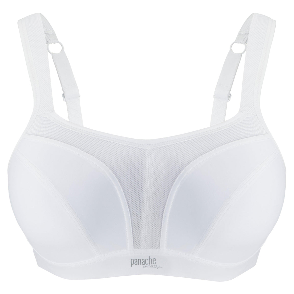 Panache White Wired Sports Bra - Lion's Lair Boutique - 28, 30, 32, 34, 36, 38, 40, B, C, continuity, D, DD, E, F, FF, G, GG, H, HH, J, lingerie, Panache, Sport, SPX - Panache