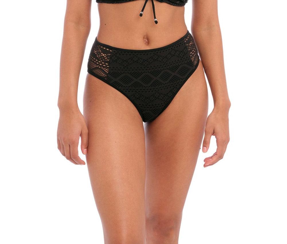 Freya "Sundance" Black High Waist Bikini Brief - Lion's Lair Boutique - 2X, Black, Bottom, continuity, Freya, HIW, L, M, Pattern, S, Sundance, Swimwear, XL, XS - Freya