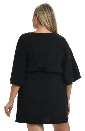 Maxine Black Solid Kimono Tunic Cover Up - Lion's Lair Boutique - 1X, 2X, 3X, Black, continuity, Coverup, L, M, Maxine, S, Solid, TNC, Tunic, XL, XS - Maxine