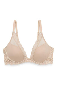 Natori "Feathers" Café UW Contour Plunge Bra - Lion's Lair Boutique - 30, 32, 34, 36, 38, B, BRV, C, continuity, D, DD, E, F, Feathers, lingerie, Natori, plunge - Natori