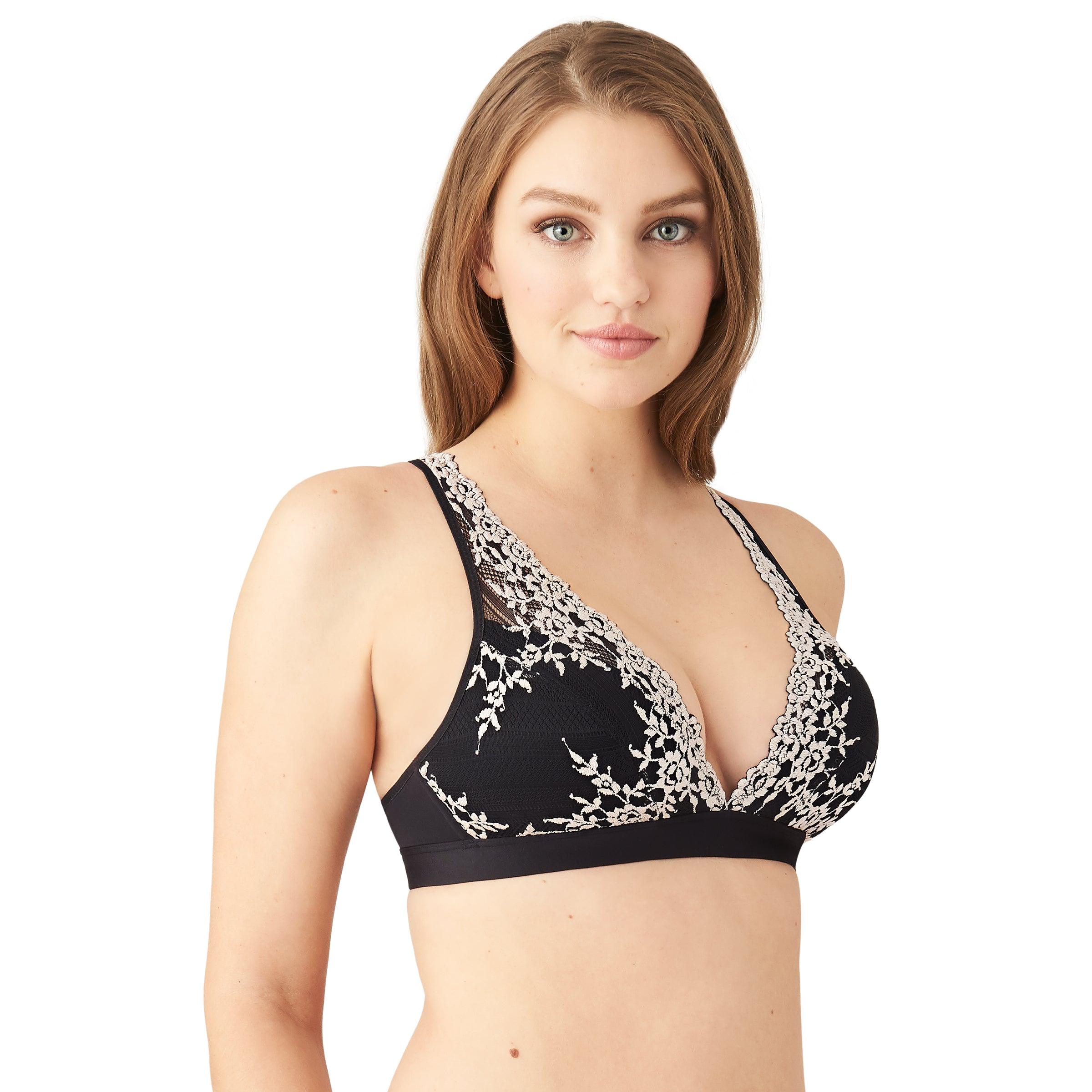 Wacoal "Embrace Lace" Black Wire Free Bralette - Lion's Lair Boutique - 30, 32, 34, 36, 38, 40, 42, B, C, continuity, D, DD, E, Embrace Lace, F, LET, lingerie, Wacoal, wireless - Wacoal