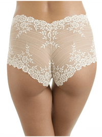 Wacoal "Embrace Lace" Sand Boyshort - Lion's Lair Boutique - continuity, Embrace Lace, L, lingerie, M, S, SHO, Wacoal, XL - Wacoal