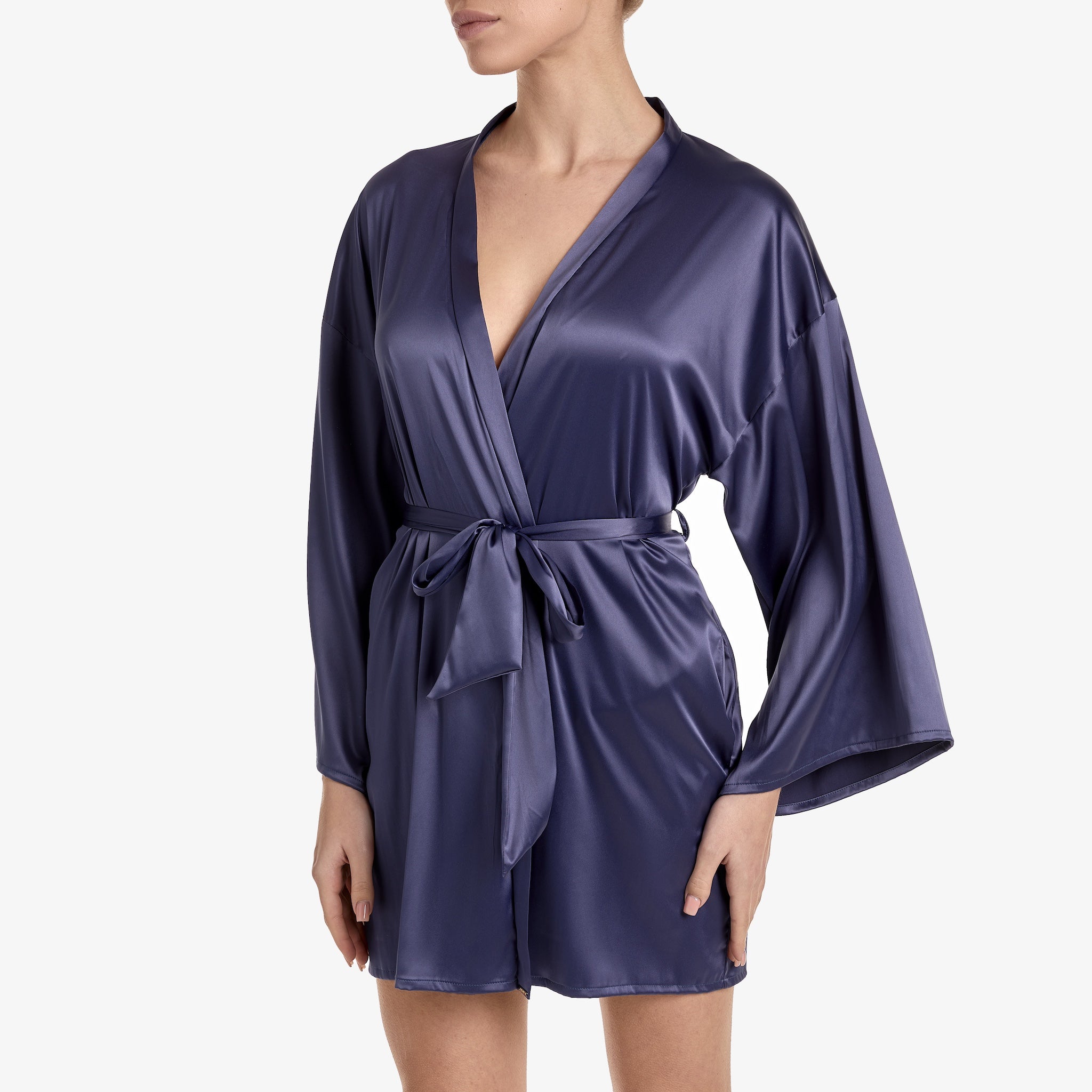 Ajour "Celestial" Indigo Satin Robe