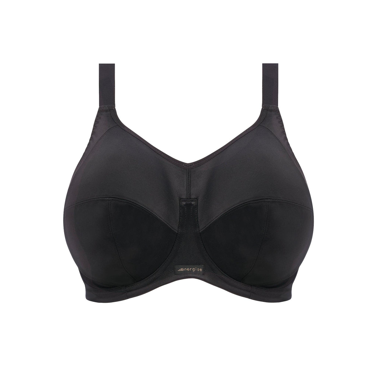 Elomi "Energise" Black UW Sports Bra (D-K) - Lion's Lair Boutique - 32, 34, 36, 38, 40, 42, 44, 46, continuity, D, E, elomi, Energise, F, FF, G, GG, H, HH, J, JJ, K, lingerie, Sport, SPX - Elomi