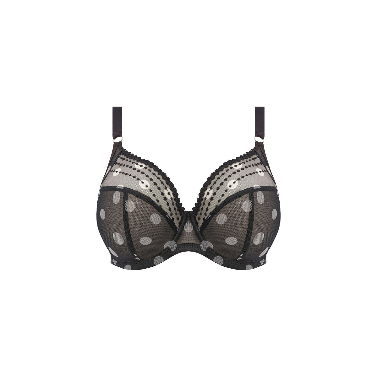 Elomi "Matilda" Black Dot UW Plunge Bra (E-HH) - Lion's Lair Boutique - 32, 34, 36, 38, 40, BPX, E, elomi, F, Fashion, FF, G, GG, H, HH, JAN 2024, lingerie, MATILDA, plunge - Elomi