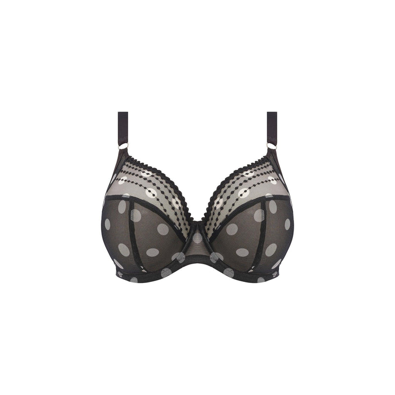 Elomi "Matilda" Black Dot UW Plunge Bra (E-HH) - Lion's Lair Boutique - 32, 34, 36, 38, 40, BPX, E, elomi, F, Fashion, FF, G, GG, H, HH, JAN 2024, lingerie, MATILDA, plunge - Elomi