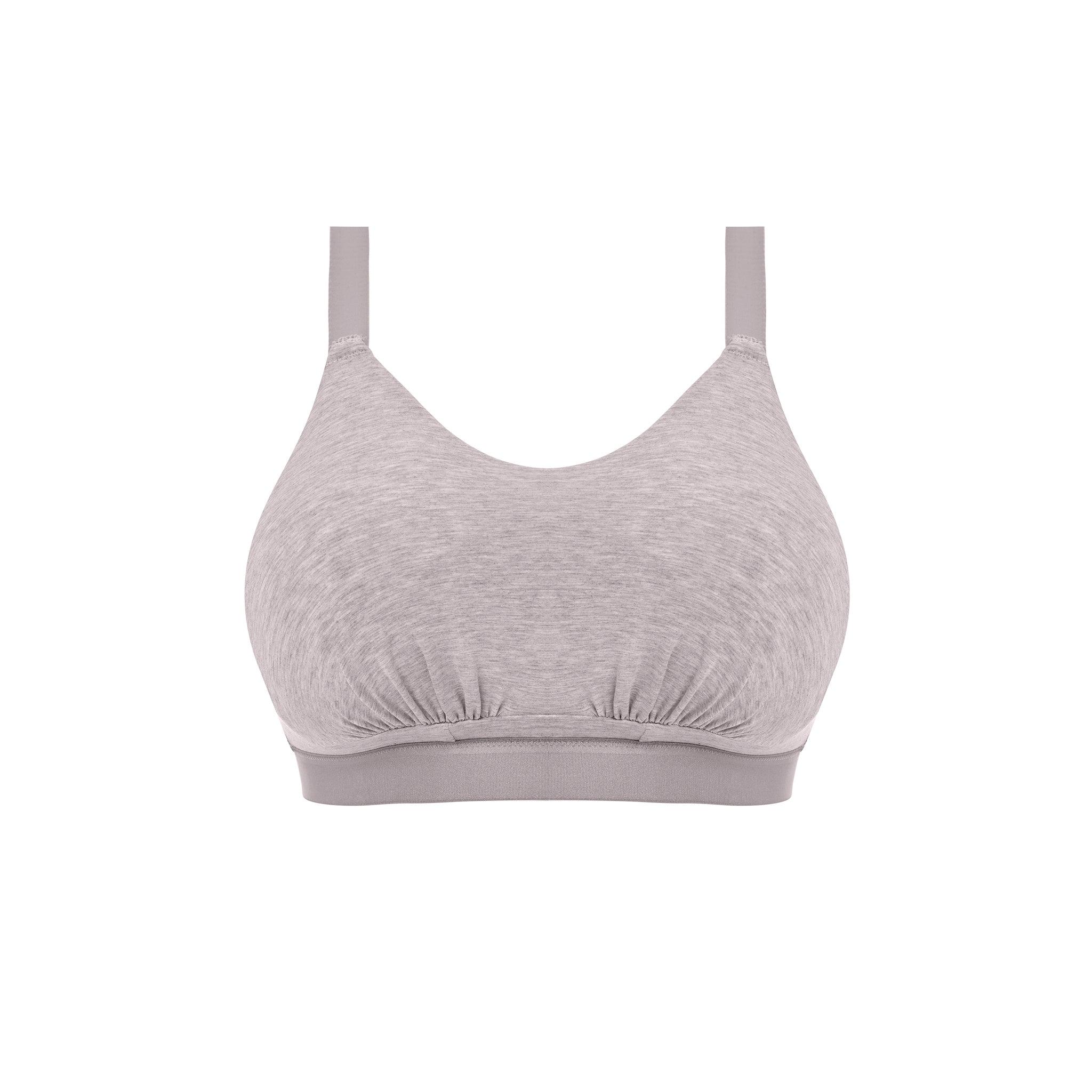 Elomi "Downtime" Grey Marl Non-Wired Bralette (F-JJ) - Lion's Lair Boutique - 32, 34, 36, 38, 40, 42, 44, continuity, elomi, F, FF, G, GG, H, HH, J, JJ, lingerie, SFT, wireless - Elomi