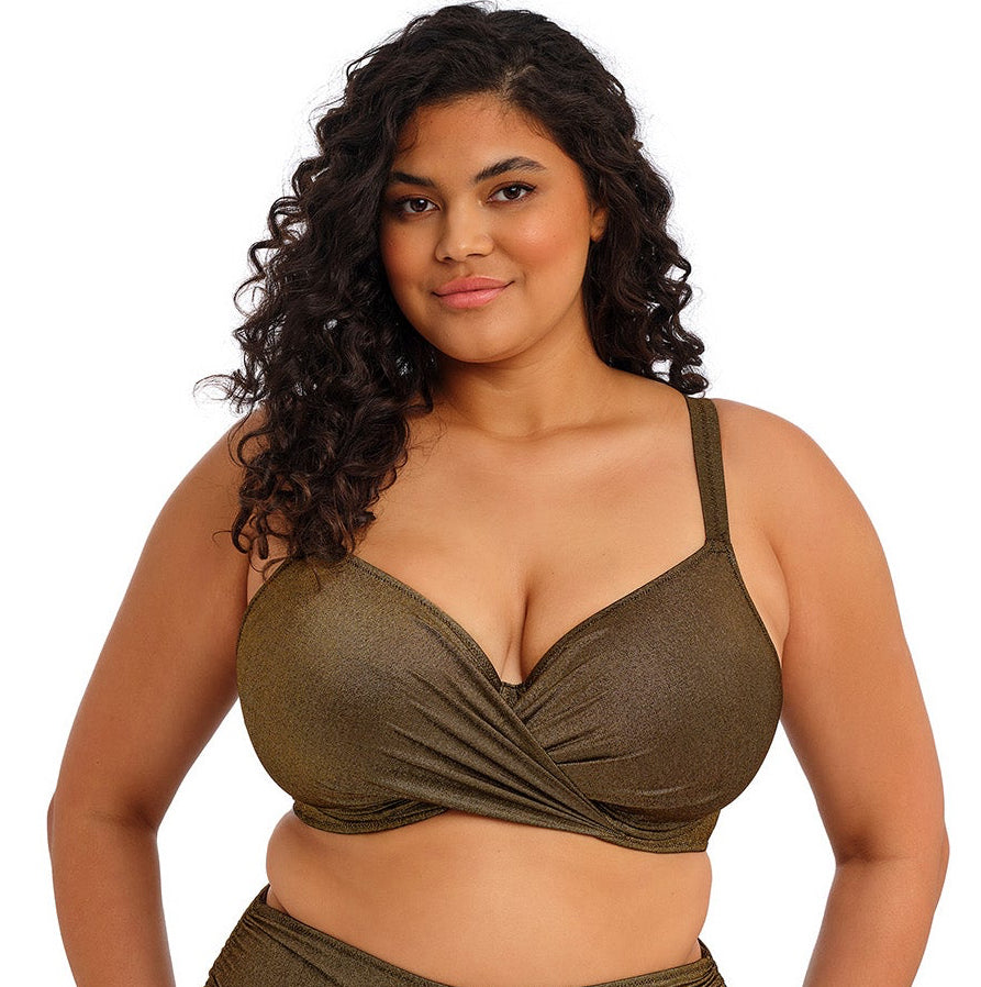 Elomi "Sunset Shimmer" Gold Rush UW Plunge Bikini Top (E-JJ)