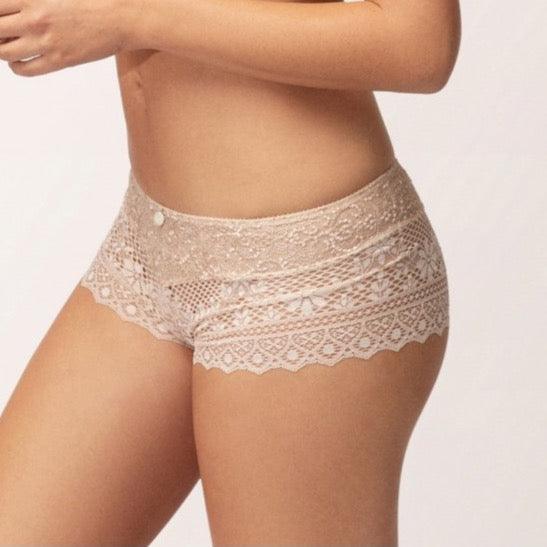 Empreinte "Cassiopee" Creamy Beige Shorty - Lion's Lair Boutique - 2X, Cassiopee, continuity, Empreinte, L, lingerie, M, S, SHO, XL, XS, XXS - Empreinte