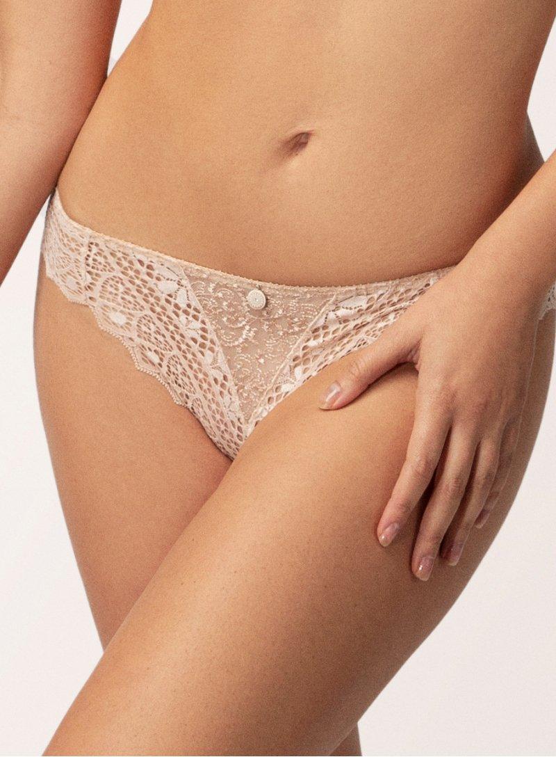 Empreinte "Cassiopee" Creamy Beige Thong - Lion's Lair Boutique - Cassiopee, continuity, Empreinte, L, lingerie, M, S, THG, XL, XS, XXS - Empreinte