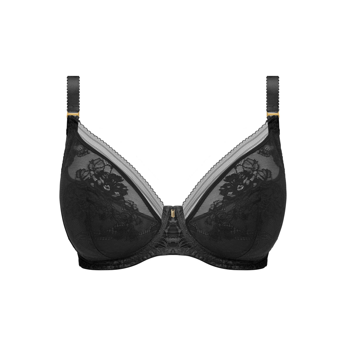 Fantasie "Fusion Lace" Black UW Padded Plunge Bra (D-G) - Lion's Lair Boutique - 30, 32, 34, 36, 38, BRV, continuity, D, DD, E, F, Fantasie, FF, Fusion, G, lingerie, Padded, SEP 2023 - Fantasie