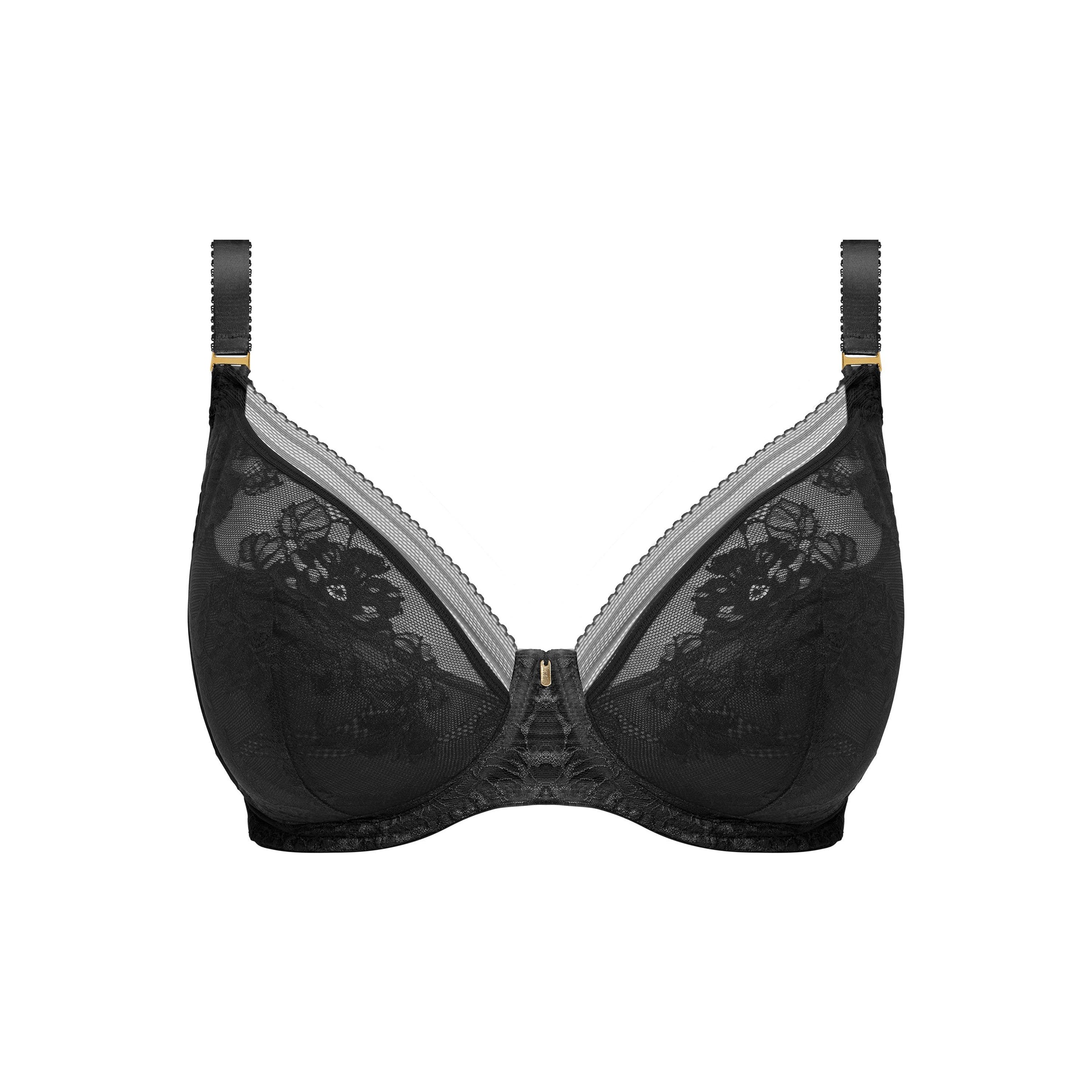 Fantasie "Fusion Lace" Black UW Padded Plunge Bra (D-G) - Lion's Lair Boutique - 30, 32, 34, 36, 38, BRV, continuity, D, DD, E, F, Fantasie, FF, Fusion, G, lingerie, Padded, SEP 2023 - Fantasie