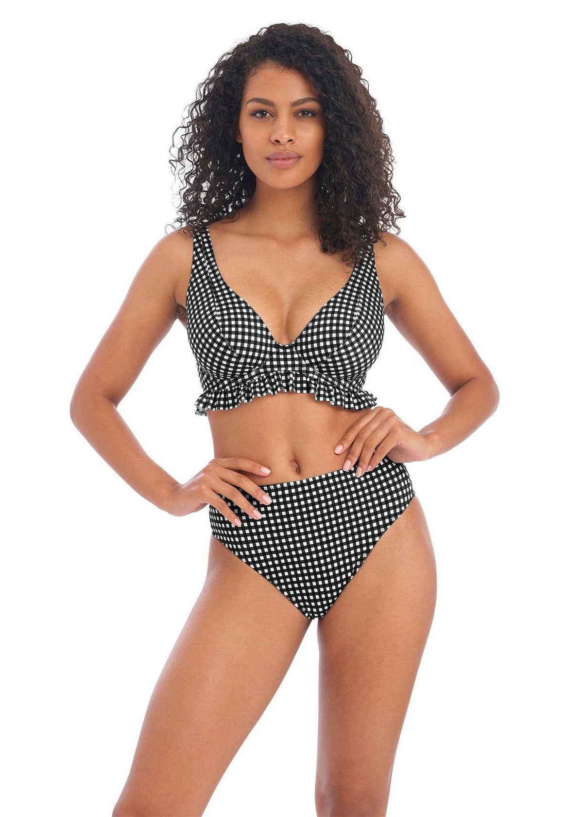 Freya "Check In" Monochrome - Lion's Lair Boutique - 28, 30, 32, 34, 36, 38, Bikini, Black, continuity, D, DD, E, F, FF, Freya, G, GG, H, HH, J, OCT 2023, Pattern, Swimwear, Top, UW, UWX, White - Freya