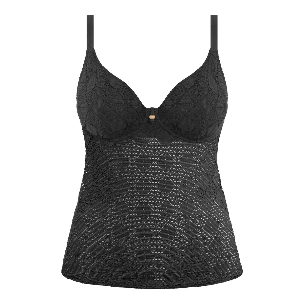 Freya "Nomad Nights" Black UW Plunge Tankini Top (D-HH) - Lion's Lair Boutique - 30, 32, 34, 36, 38, Black, continuity, D, DD, E, F, FEB 2024, FF, G, GG, H, HH, plunge, Solid, Swimwear, Tankini, TNV, Top, UW - Freya