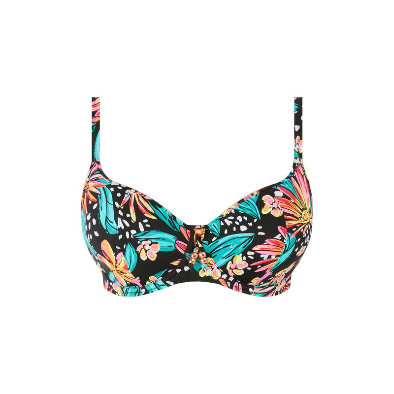 Freya "Wild Daisy" UW Sweetheart Padded Bikini Top (DD-HH) - Lion's Lair Boutique - 30, 32, 34, Bikini, Black, DD, E, F, Fashion, Freya, H, HH, Padded, Pattern, SALE, Swimwear, Top, UW, UWP, Warehouse - Freya