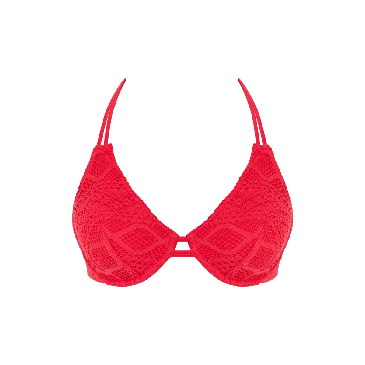 Freya "Sundance" Red UW Bandless Halter Bikini Top (D-FF) - Lion's Lair Boutique - 30, 32, 34, 36, 38, Bikini, D, DD, E, F, Fashion, FF, Freya, Halter, HLU, SALE, Solid, Sundance, Swimwear, Top, UW, Warehouse - Freya