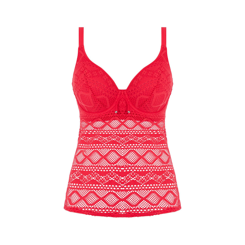 Freya "Sundance" Red UW Padded Tankini (DD-FF) - Lion's Lair Boutique - 30, 32, 34, 36, 38, D, DD, E, F, Fashion, FF, Freya, G, GG, SALE, Solid, Sundance, Swimwear, Tankini, TNX, Top, UW, Warehouse - Freya