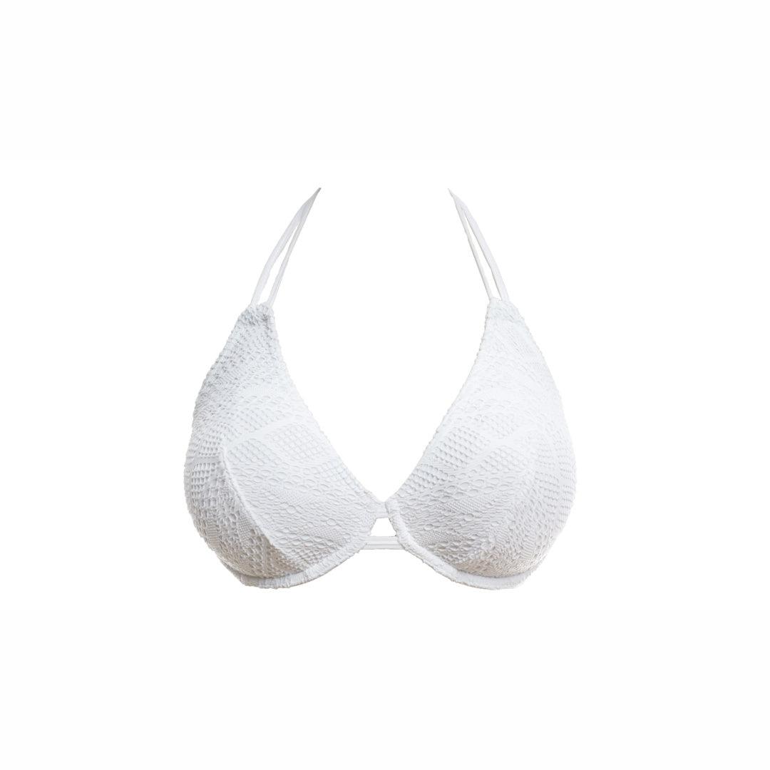 Freya "Sundance" White UW Bandless Halter Bikini Top (E-FF) - Lion's Lair Boutique - 30, Bikini, continuity, E, F, FF, Freya, Halter, HLU, SALE, Solid, Sundance, Swimwear, Top, UW, Warehouse, White - Freya