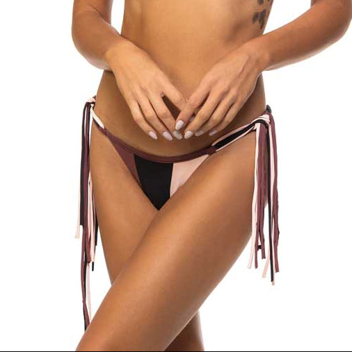 Guria Color Block Burgundy Reversible Scrunch Tie Side