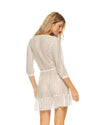 Guria Off-White Puff Sleeve Lattice Dress