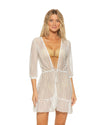 Guria Off-White Puff Sleeve Lattice Dress