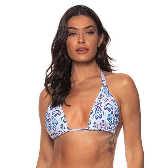 Guria"Ikat" 3-in-1 Bikini Top - Lion's Lair Boutique - ALT, B, Bikini, C, continuity, Convertible, D, E, F, Guria, Halter, L, M, Pattern, Royal Blue, S, Swimwear, Top, TR3, Triangle, White, XL, XS - Guria