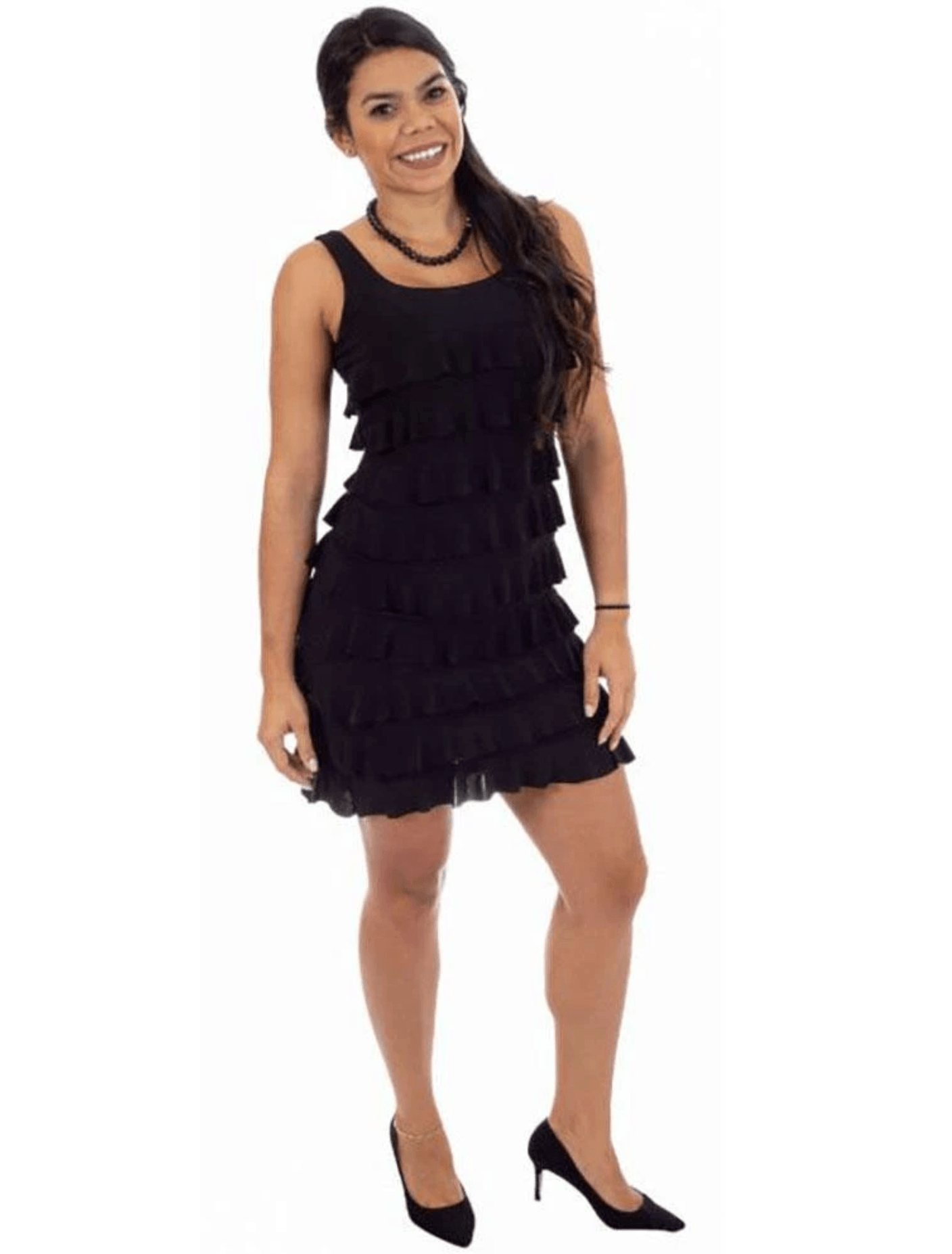 Fashque Black Ruffle Dress - Lion's Lair Boutique - 1X, ALT, continuity, DRR, L, M, S, XL, XS - Fashque