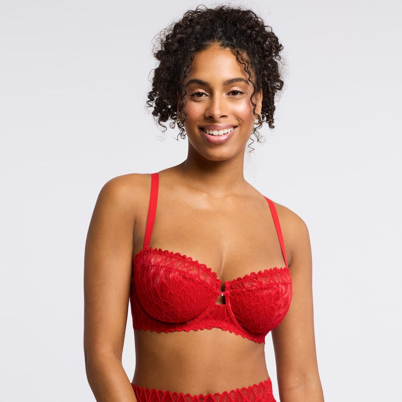 Montelle Sweet Red Lacy Keyhole Balconette Bra (B-G)