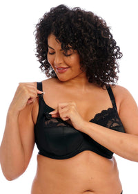 Elomi "Molly" Black UW Nursing Bra (F-KK) - Lion's Lair Boutique - 32, 34, 36, 38, 40, 42, 44, BBY, continuity, elomi, F, FF, G, GG, H, HH, J, JJ, K, lingerie, Nursing - Elomi