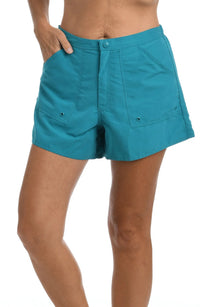 Maxine Emerald Solid Woven Board Short