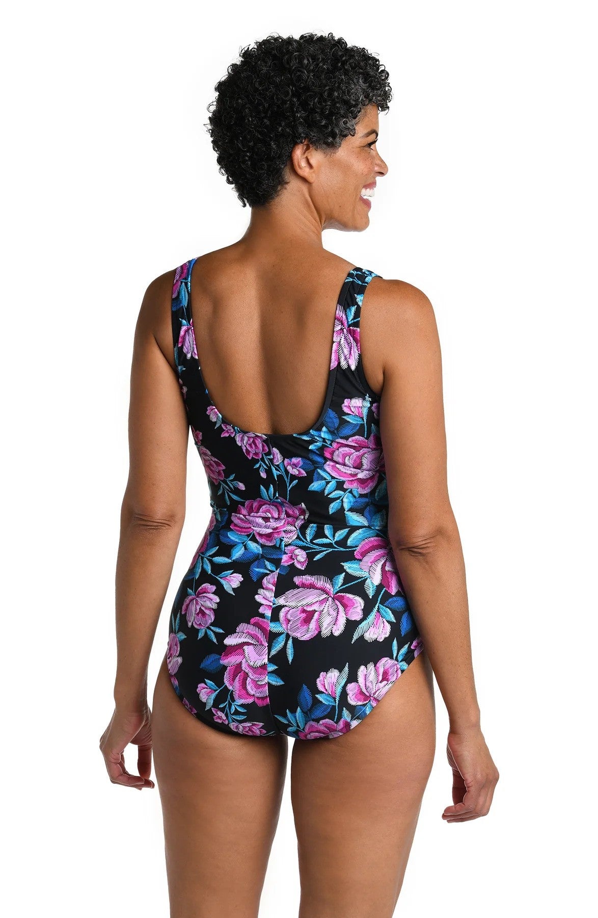 Maxine "Midnight Orchid" Side Shirred One Piece