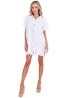 "Seaspice" White 100% Cotton Button Down Shirt Dress