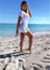 "Seaspice" White 100% Cotton Pull Over Crochet Cover-Up