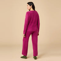 Softies Magenta Marshmallow V-Neck Lounge Set