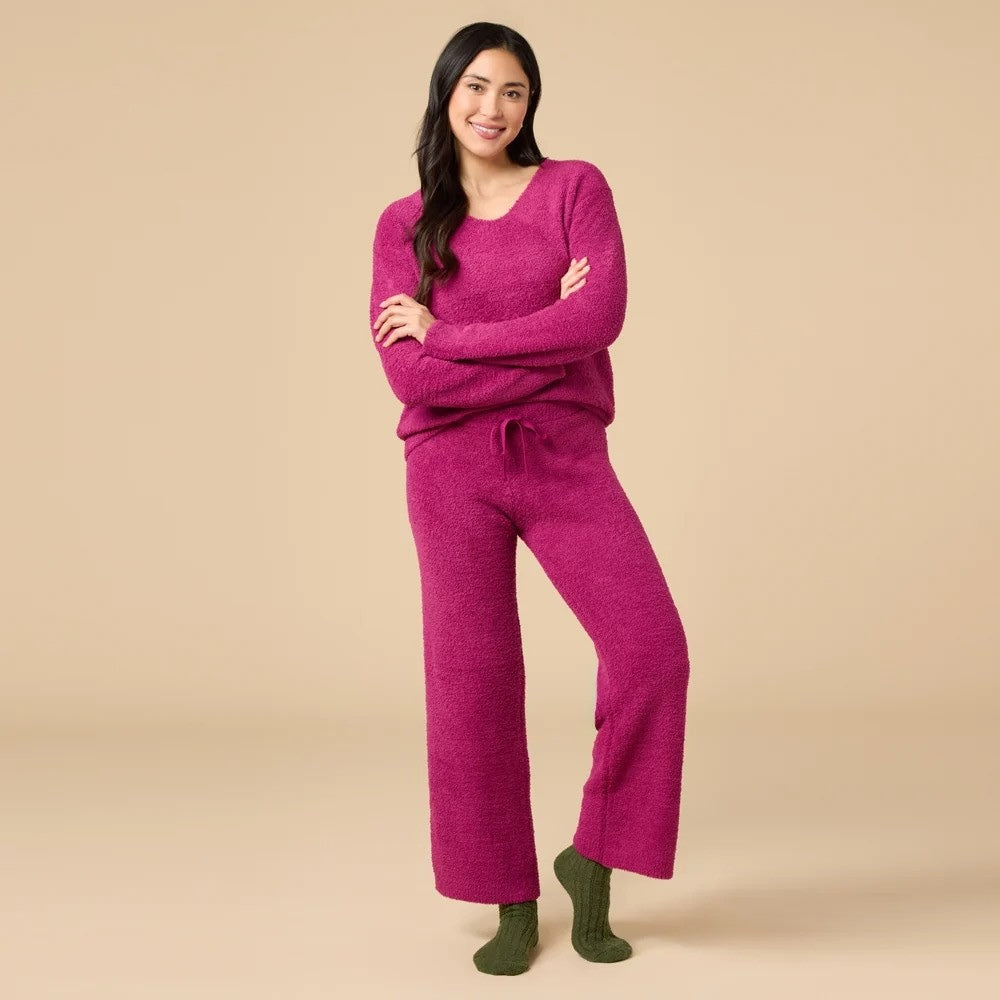 Softies Magenta Marshmallow V-Neck Lounge Set