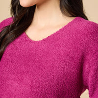 Softies Magenta Marshmallow V-Neck Lounge Set